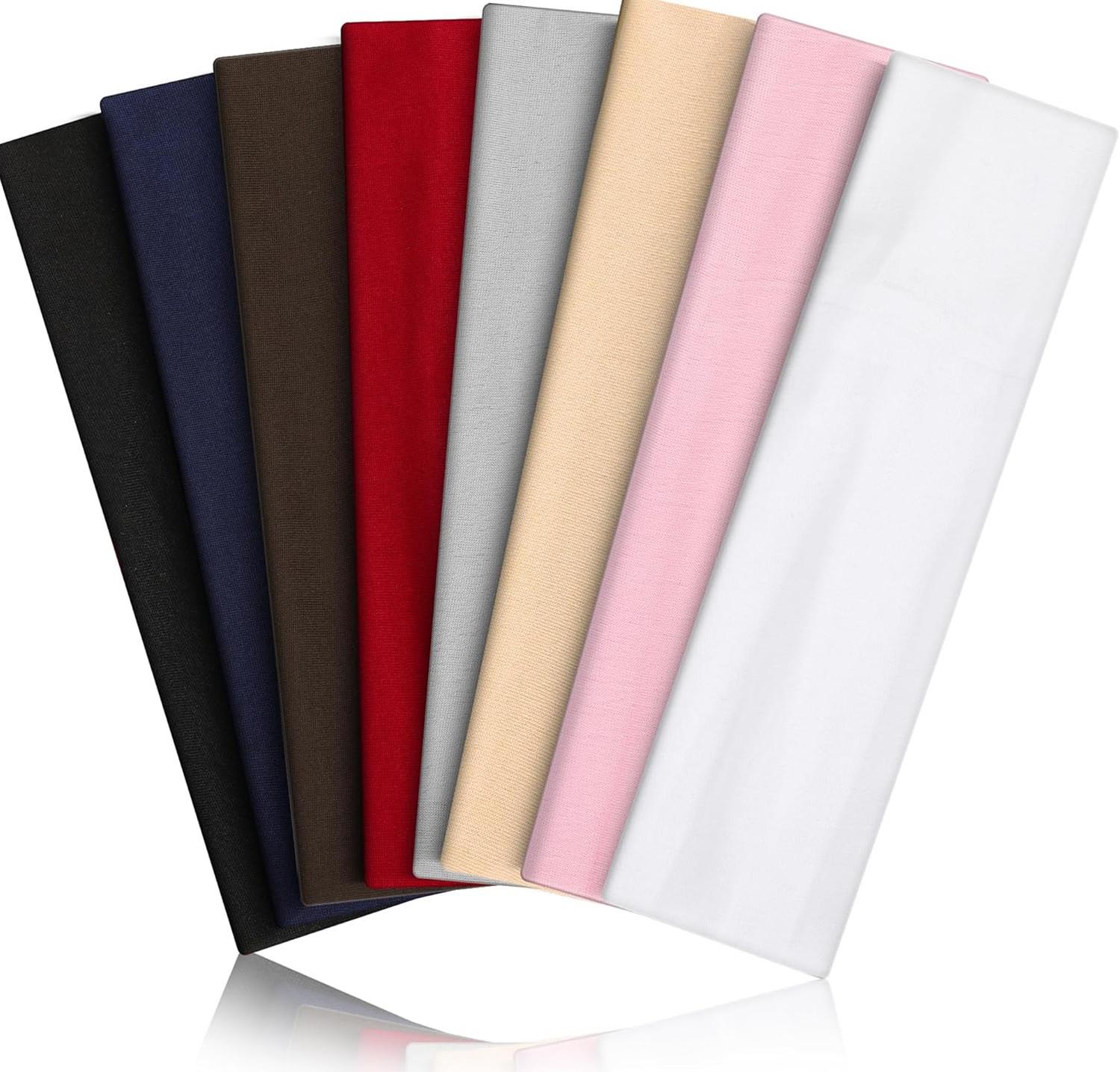 8PCS Sports Headbands, Elastic Sweat-Absorbing Hair Bands for Running, Workout, Yoga, Travel, for Women & Men