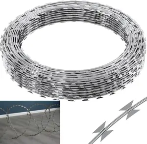 Safe & Secure 50ft Galvanized Barbed Wire Fence Roll for Garden & Security - Premium Steel Razor Wire for Harsh Environments