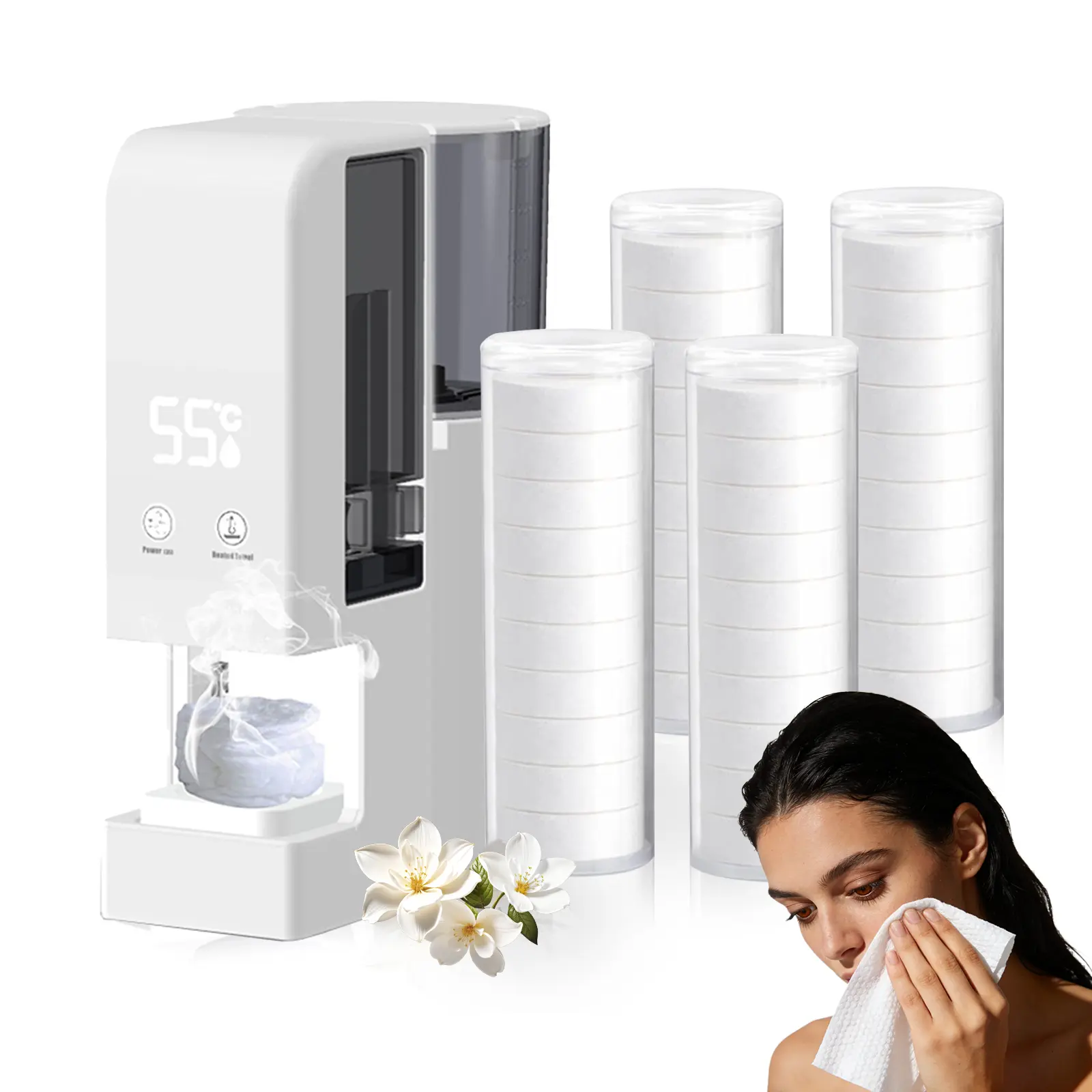 Automatic Hot Towel Dispenser,hot face Towel Warmer,Heats up in 5 Seconds,55°C/130°F Adjustable Constant Temperature,hot face Towel Machine for Spa Home Salon(80PCS Towels),camping essentials