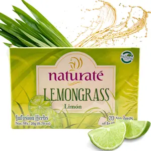 Plantimex Caffeine-Free Lemongrass Herbal Tea (Herbal Drink) - 20 Tea Bags in Box Packaging, 24 Months Shelf Life, Hot or Cold Beverage Option