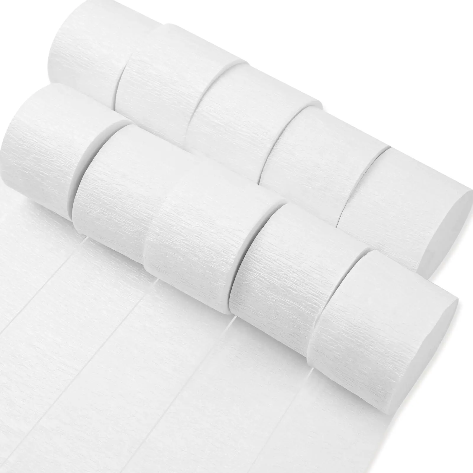 PartyWoo Thicker Material Pre-Rolled Pearl White Crepe Paper Streamers, 10 Rolls (1.8 in x 82ft, 820 ft Total) for Gender Reveal, Anniversary Decorations on Doors, Windows, Fireplaces, Ceilings, Wedding