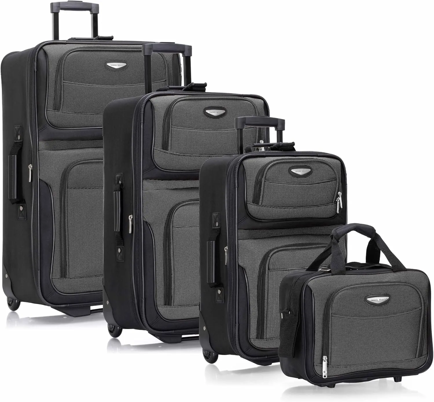 Amsterdam Softside Expandable Luggage with Rolling Wheels, Gray, 4-Piece Set (15/21/25/29)