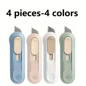 4pcs Wrap Box Opener Set for Effortless Unpacking, Precision Mini Cutters, Cardboard Cutter for Easy Use at Home School Office, Safe Auto-Rebound Design