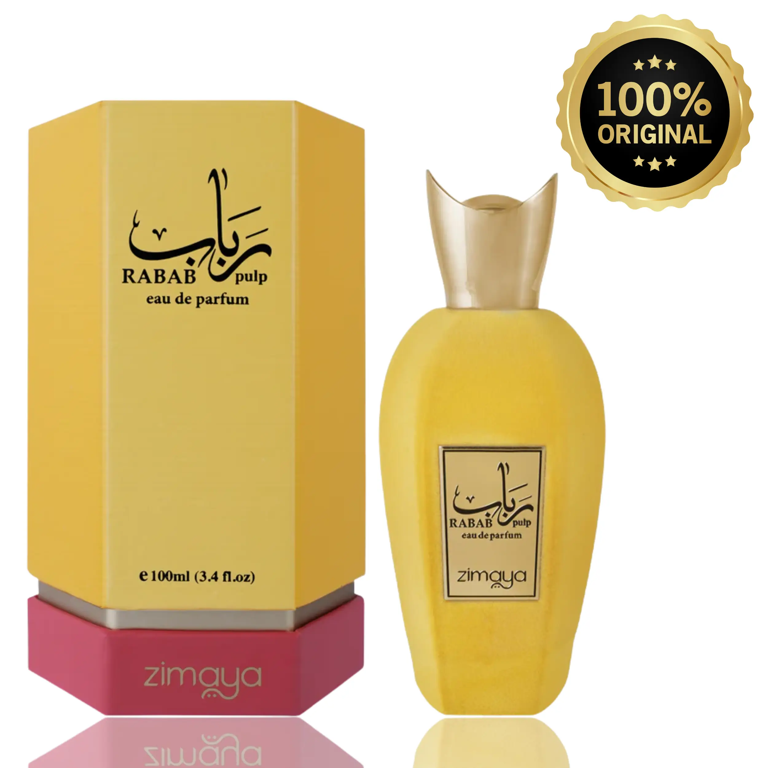 Afnan Zimaya Rabab Pulp Unisex Eau de Parfum (EDP Aromatic Spray Bottle) 100ml - Long Lasting Fragrance Perfume with Mango, Orange Blossom, Coconut, Jasmine, Musk, Vanilla, Fig, Amber, Fresh Bottled Unisex Fragrance, Floral Woody Scent, Single Item, Flora