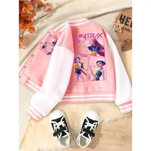 Girls Halloween Christmas Baseball Jacket, Casual Sport School Uniform, Elastic Fabric, Fashion Trendy Clothing, Fall Winter Outerwear, Casual Cute Outerwear, Teen Titans Jackets