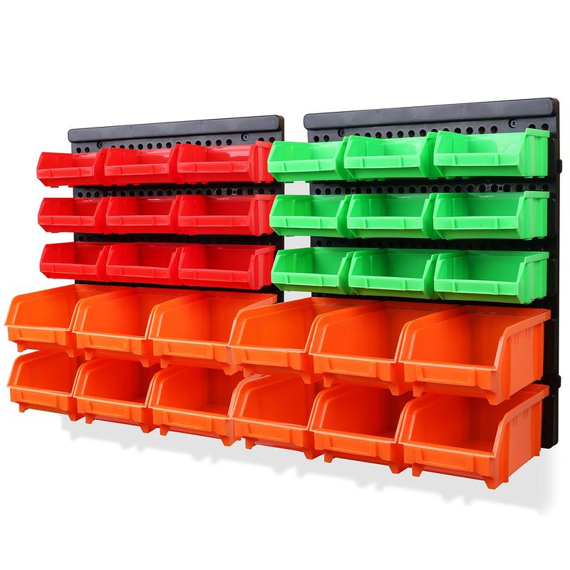 SWANLAKE 30PCS Wall Mounted Storage Bins, Plastic Garage Rack,Screw ...