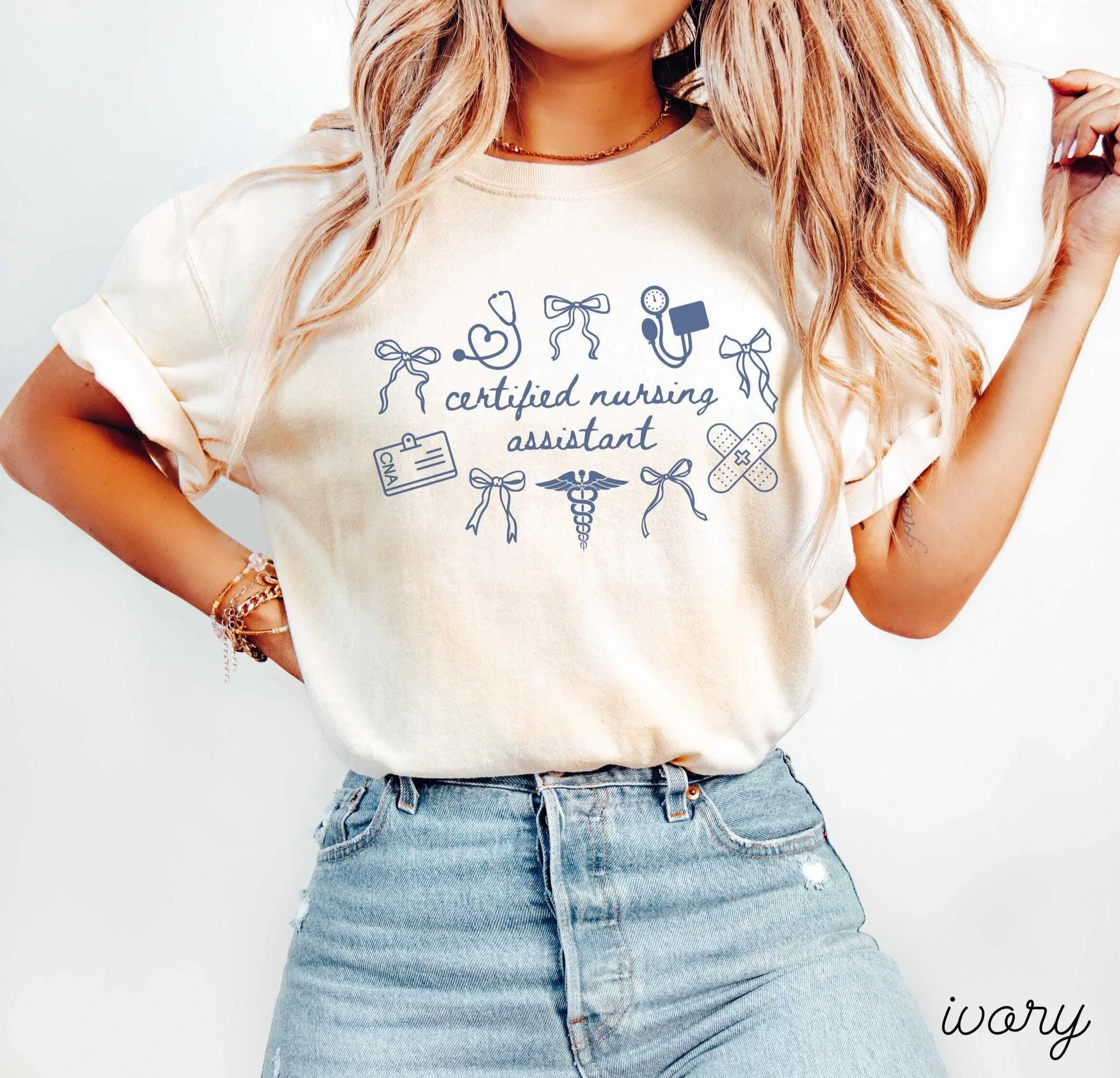 Certified Nursing Assistant Comfort Colors Shirt • Coquette Bow CNA Work Tshirt • CNA Gifts • Nurse Aid Tee • Nursing Assistant Appreciation Fabric Top