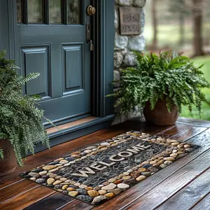 Stone Welcome Pattern Door Mat, Non-slip Floor Mat, Decorative Carpet for Home Living Room Bedroom Kitchen, Vanity Decor Accessories, Home Decorative Rug
