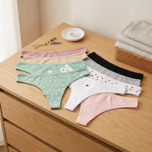 9-Pack Women's Cotton-Blend Thongs - Premium Soft & Comfortable Panties, High Elasticity Fit with No Rolling Edges & No Pinching, 100% Cotton Crotch for Hygiene & Breathability, Durable & Wash-Resistant, Non-Deforming Everyday Underwear,3042