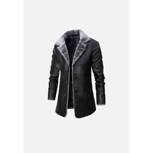 Caldwell Black Leather Fur Trench Coat