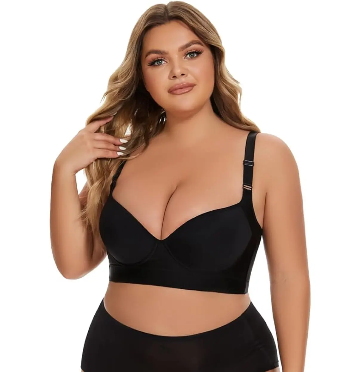 Boutiwave Back Smoothing Bra Push-Up Plus Size Bra Hide Back Fat No Underwear Simple Wireless 3/4Coverage Comfort Seamless Bra Strapless