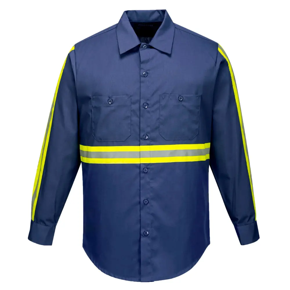PORTWEST® High Visibility Long Sleeve Button Up Work Shirt - F125