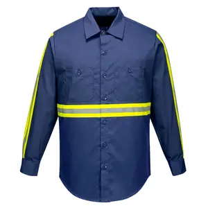PORTWEST® High Visibility Long Sleeve Button Up Work Shirt - F125