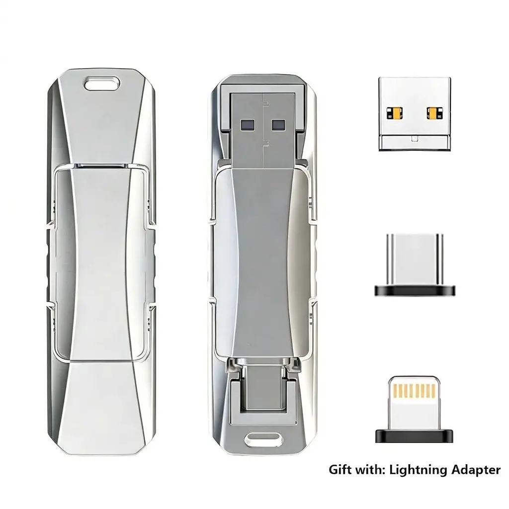 Pro-Grade 3-in-1 Titanium USB Drive: Ultra-High Capacity Type-C Flash with Active Cooling Vents & Hyper-Speed OTG Backup for iPhone/Android/PC - The Ultimate Student & Tech Pro Essential