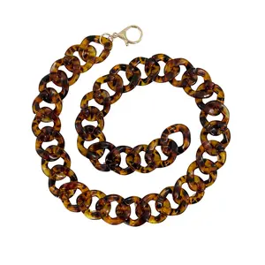 Women's Tortoiseshell Brown Leopard Quality Tortoise Shell Skinny Dress Boho Concho Waist Link Chain Belt in 1 1/4"