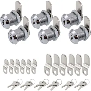 Cabinet Cam Lock, 5/8 Inch Keyed Alike Cam Locks Secure File Drawer Door Mailbox Tool Box Dresser RV Cylinder Replacement Lock Hardware, Fits on 1/2" Max Panel Thickness (6 Pack)