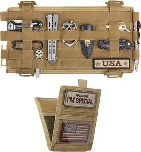 Molle Car Visor Organizer with Detachable Card Pouch| Auto Sun Visor Storage Molle Panel with Elastic Webbing Slots for Glasses & Tactical Gear| Fit Most Vehicle, Jeeps, SUVs & Trucks