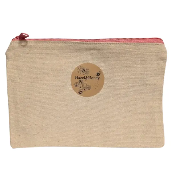 Canvas Pouch with Zipper - Square Reusable Bag for Everyday Carry, Travel Makeup, Jewelry & Tech Accessories, Beauty Storage Pouch, Travel Makeup Pouch