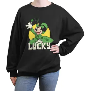 Junior's Mickey & Friends Lucky Clover Sweatshirt