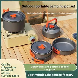 Outdoor Portable Camping Cookware Set: Pots, Portable Gas Stove, Hanging Pot, Picnic Utensils camp table