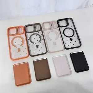 Polka Dots Shockproof MagSafe Case For iPhone 17 Pro Max 16 14 13 12 Camera Lens Protection Cover with Stand Lens Bracket Magnetic & Mag safe Wallet Stand