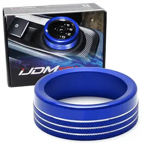 iJDMTOY Sports Blue Aluminum Center Console Automatic Shift Rotary/Gear Selector Cover Trim For 2022-up Ford Maverick