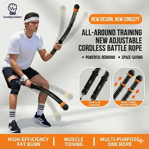 Cordless Battle Rope NEW Adjustable  - 10-Min Efficient HIIT Workout - Anti-Slip & Silent Home Fitness Gear - Best for HIIT & Core Training