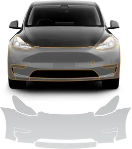 Tesla Model Y 2020-2023 PPF Precut Gloss Clear Car Paint Protective Film Self Healing TPU HD Film Scratch Protector for Front Bars & Headlights 7Pcs