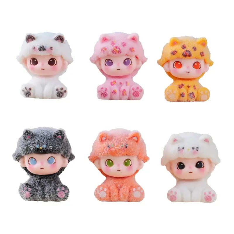6PCS Flocked Mini Cat Resin Figurines, Cute Aesthetic Decorative Ornaments, Multi-Scene Home Decor for Bedroom, Car Dashboard, Computer Desk, Ideal Gift for Cat Lovers
