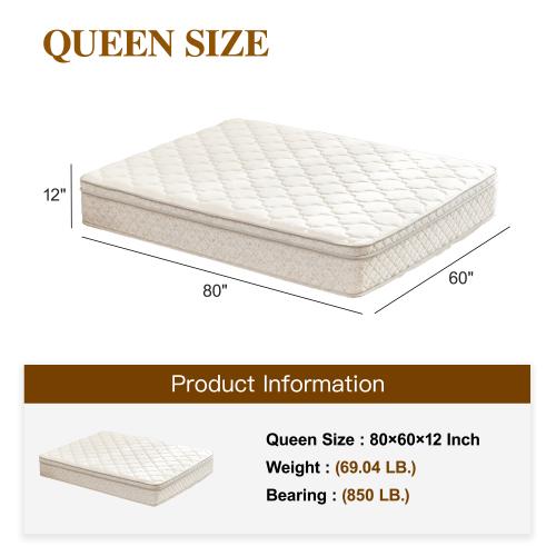 Queen Size (80"L x 60"W x 12"H）