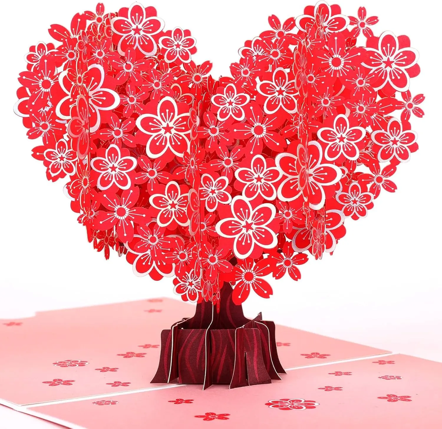 3D Heart Tree Romantic Pop Up Card, Gift for Birthday, Wedding, Anniversary, Thank You, Get Well, Valentines Day, Mothers Day & All Occasions, 6" x 6" Includes Envelope and Note Tag