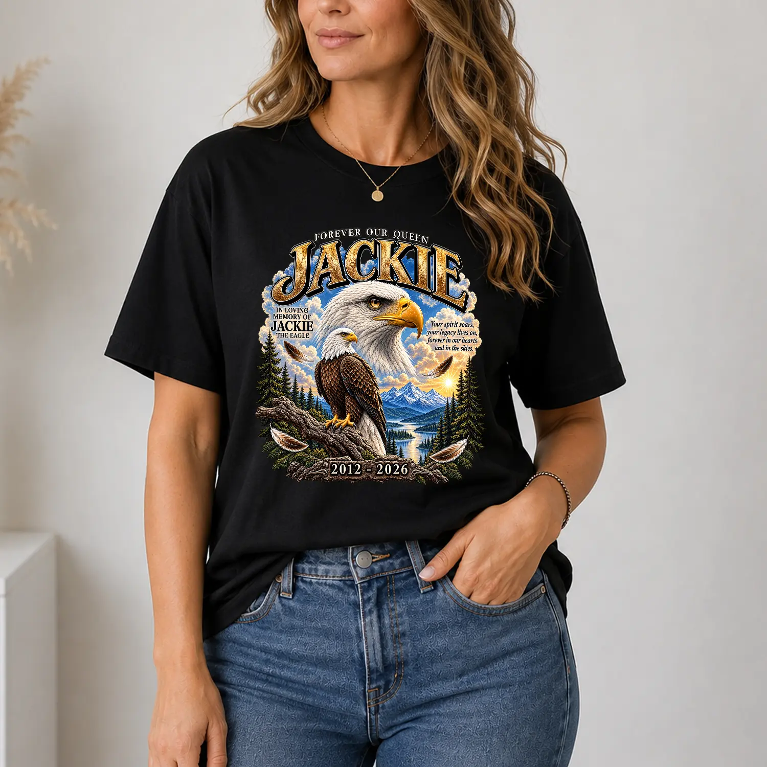 In Loving Memory Eagle Memorial T-Shirt, Jackie Tribute Hoodie, Eagle Memorial Sweatshirt, Sympathy Gift, Remembrance Shirt, Forever in Our Hearts