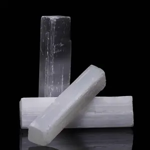 Natural Selenite Crystal Wand from Morocco – Cleansing Healing Tool