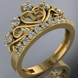 Elegant Queen Crown Heart Ring 18k Gold Plated for Women Perfect for Anniversaries Birthdays Graduations Christmas Gifts