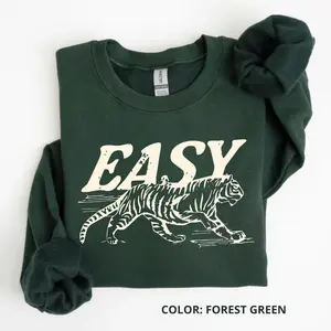 Easy Tiger Graphic Sweatshirt, Retro Vintage Tiger Sweatshirt, Unisex Oversized Boho Aesthetic Sweatshirt, Style Top