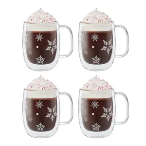 ZWILLING Sorrento Double Wall Snowflake Mugs, Set of 4, 12-oz. Each