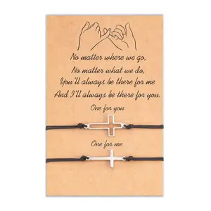 Cross Matching Bracelets for Couples Friends Friendship Bracelets Set of 2 Long Distance Relationship Bracelets Gifts for Him Her Boyfriend Girlfriend Birthday Gifts for Wife Mother Daughter Bracelets