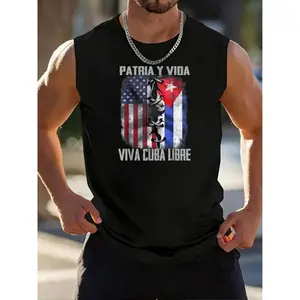 Viva Cuba Libre vintage style cotton vests Patria y Vida men