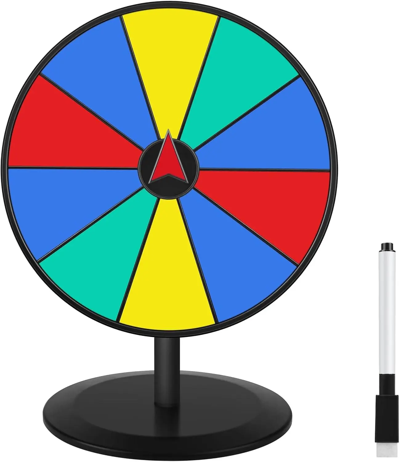 Prize Wheel Spinner 8 Inch Spinning Roulette Wheel of Fortune with Dry Erase Marker for Home Parties, Trade Show, Carnival Events, Birthday Wedding Housewarming