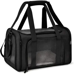 Carriers  Carrier Pet Carrier for Small / Medium Cats Dogs Puppies (Up To 15lbs), TSA Airline Approved Small  Carrier Soft Sided, Collapsible  Travel Puppy Carrier -Black
