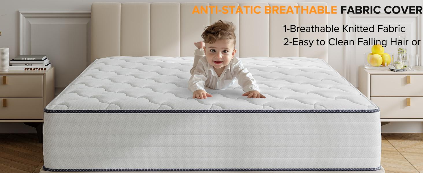 8/10/12 Inch Twin Full Queen King Mattress Memory Foam And Spring Hybrid MattressMedium Firmness Silent motion breathable design and individually pocketed springs Memory foam mattress