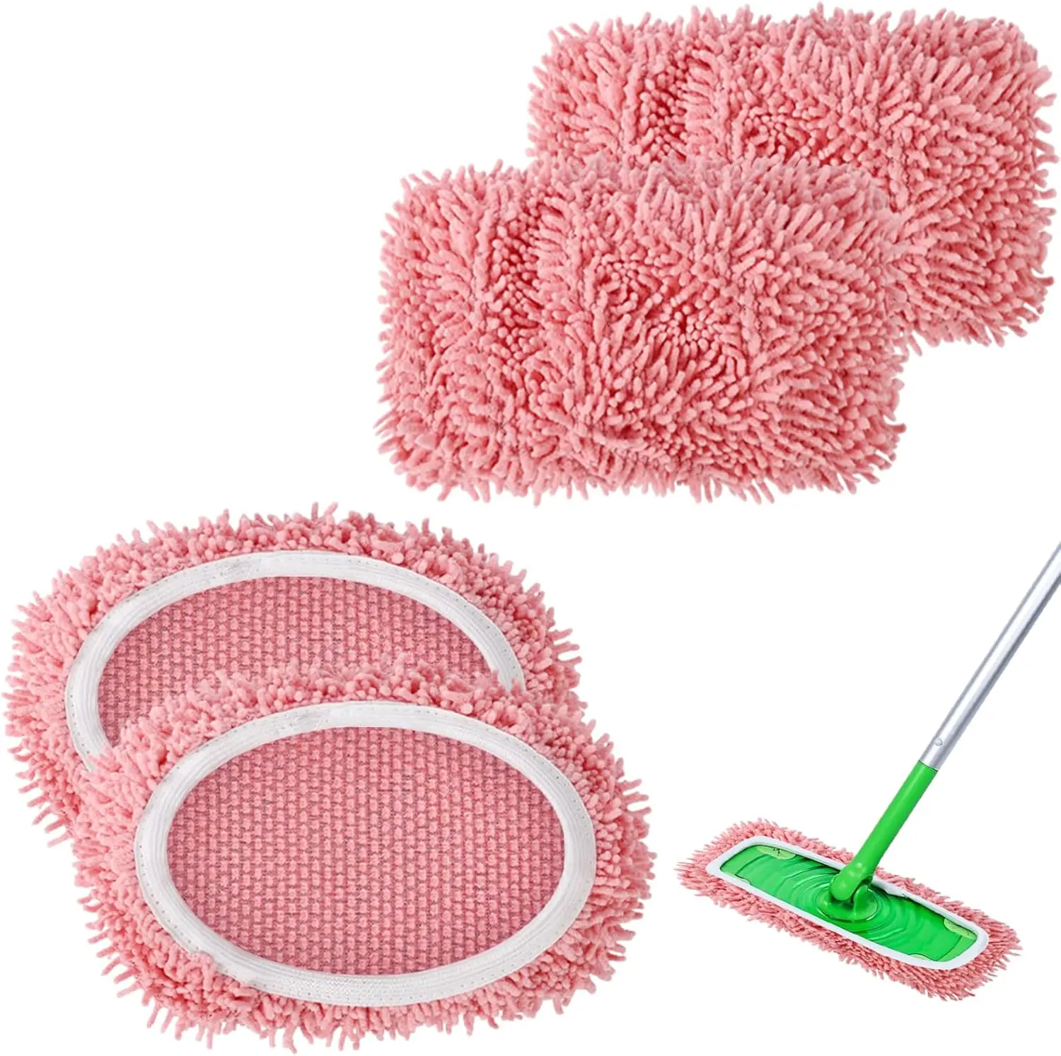 4Pcs Reusable Microfiber Cloth Pads - Compatible with Swiffer Sweeper, Dry/Wet Use, Washable for Hardwood Floor Cleaning, Cloth Pad