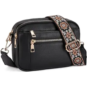 Small Crossbody Bags For Women Vegan Leather Crossbody Purse With Adjustable Wide Strap For Daily Life