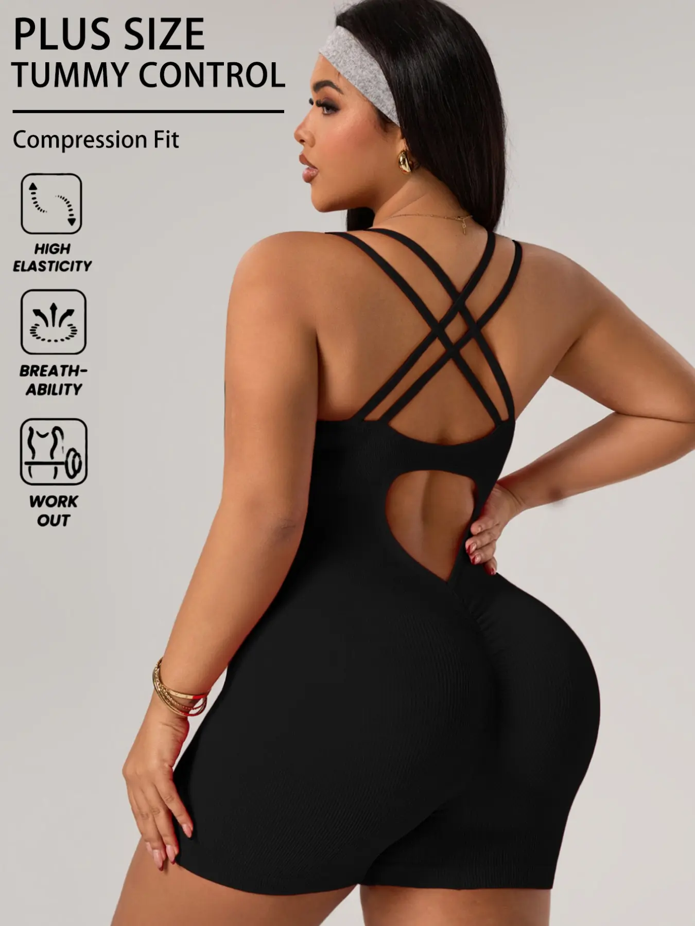 Large size pit stripe women's sports jumpsuit, Sportswear jumpsuit, Workout Jumpsuit, outdoor elastic compression yoga jumpsuit, fitness yoga jumpsuit, High Compression, Fitted, Stretchy Jumpsuit