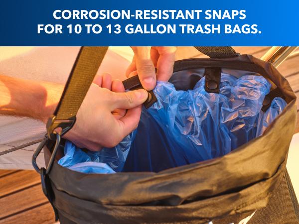 Boat Trash Can, 100% Odor & Leak Resistant, Portable, Reusable, 10-13 Gal Garbage Bag Snaps Inside, Easy to Install & Clean, Fishing, Sandbar, Kayak, Pontoon Boat Accessories Black