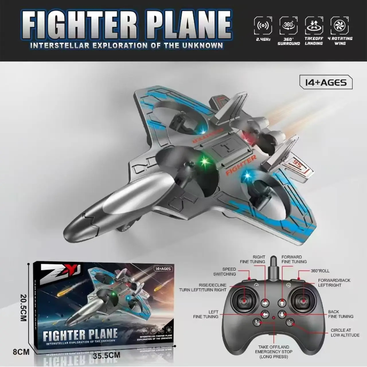 4-Axis Remote Control Aircraft Quadcopter - Durable & Lightweight Design, High-Quality Materials, Extended Playtime, Gravity Slide Electric Drone with Light, Indoor & Outdoor Use, Perfect Gift for Kids Toys, Remote Control Airplanes