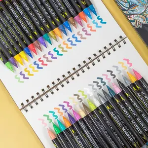 60 Color Dual-Ended Acrylic Paint Brushes, Handmade DIY Art Creation Tools, Dual Design for Thick & Thin Strokes, Ideal for Albums, Ceramics, Creative Painting