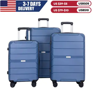 Travelhouse Hardshell Suitcase Spinner Wheels PP Luggage Sets Lightweight Suitcase With TSA Lock, 3-Piece Set (20/24/28)