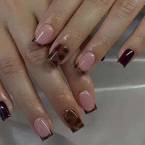 Simple style, brown leopard print pattern, detachable nail stickers