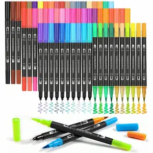 60-Color Double Brush Markers, Marker Set, Artist Fine and Tip Markers, Adult Coloring Book, Note-Taking Coloring Writing, Painting Art Supplies Kit, Coloring Pen Markers [Professional Art Use]